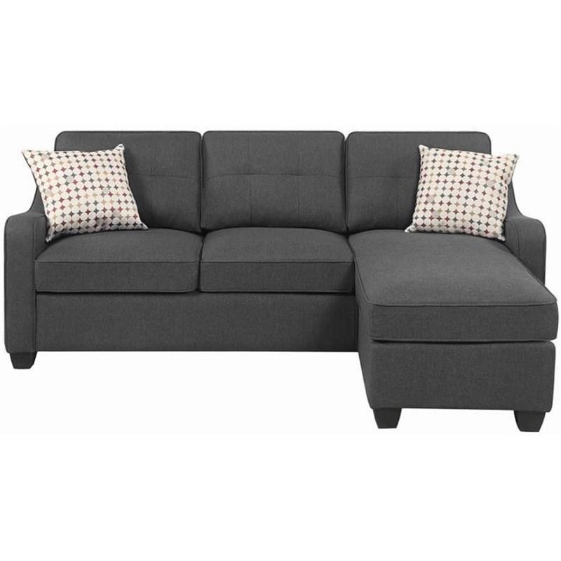 Reversible Gray Sofa Chaise in Dark Gray